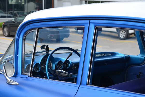interior of a hod rod chevy Biscayne sedan