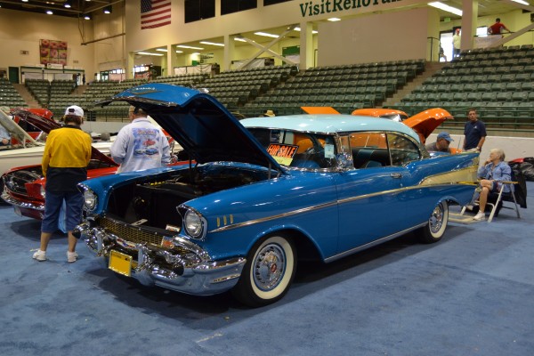 blue 1957 chevy bel air hardtop coupe