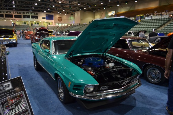 1968 Ford Mustang in anti establish mint green at car show
