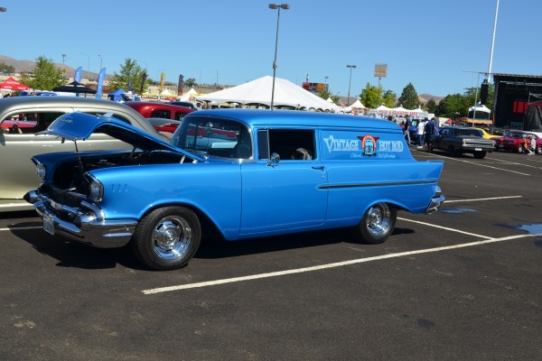 vintage chevy sedan delivery wagon at cruise in