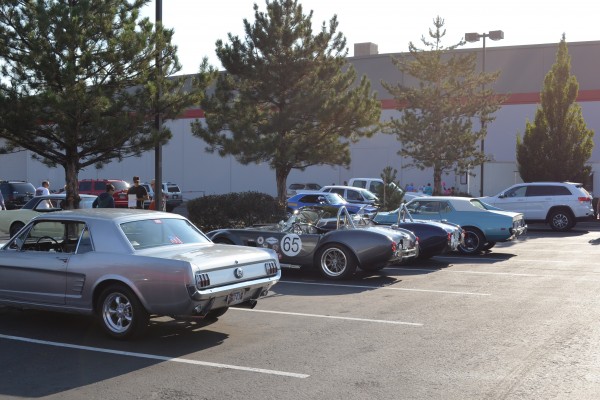 row of classic cars at summit racing store in sparks, nevada