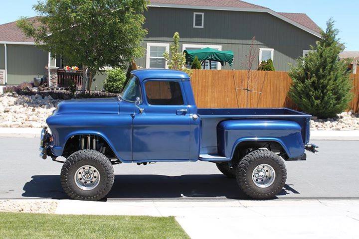 1956 Chevy truck with lift kit and 4x4 drivetrain