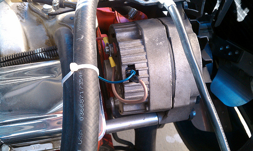 Alternator on a car engine