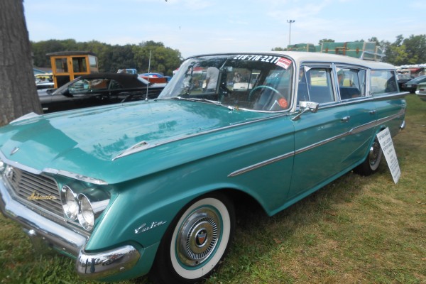 vintage station wagon at a car show