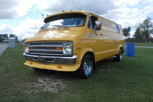 yellow custom full size dodge van