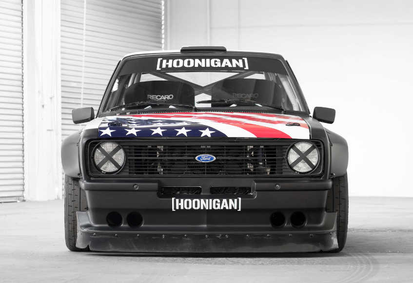 hoonigan gymkhana ford escort rally car, front grille and headlights