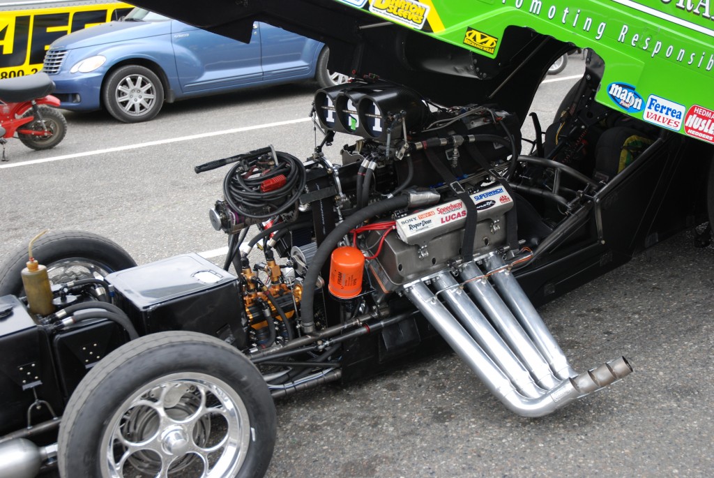 zoomie style headers on an nhra funny car