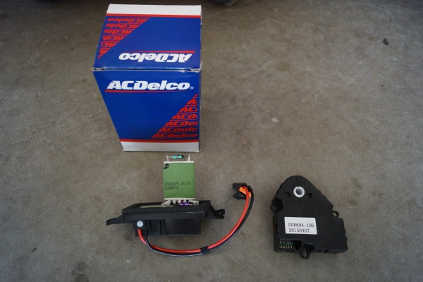 replacement blower motor resistor and actuator for a chevy Silverado