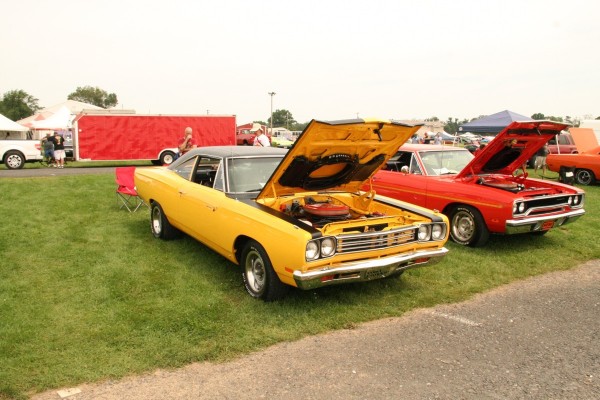a pair of classic plymouth coupes at 2015 Mopar Nationals