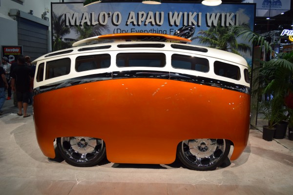 custom stretched modified vw samba hippie bus at sema