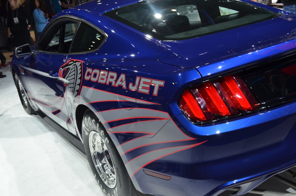 Rear Quarter view of Ford Mustang Cobra Jet on display at SEMA 2016