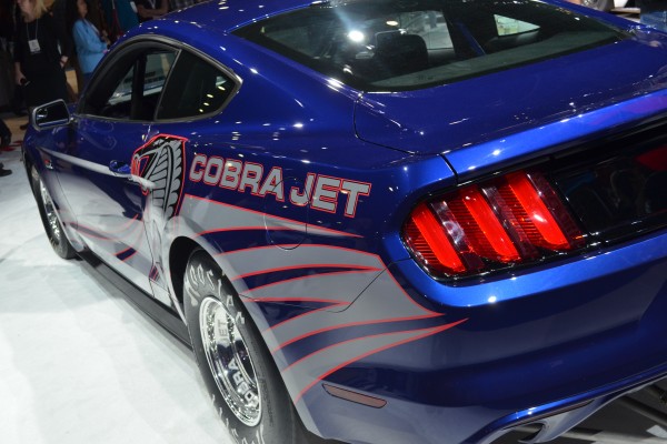 Rear Quarter view of Ford Mustang Cobra Jet on display at SEMA 2016