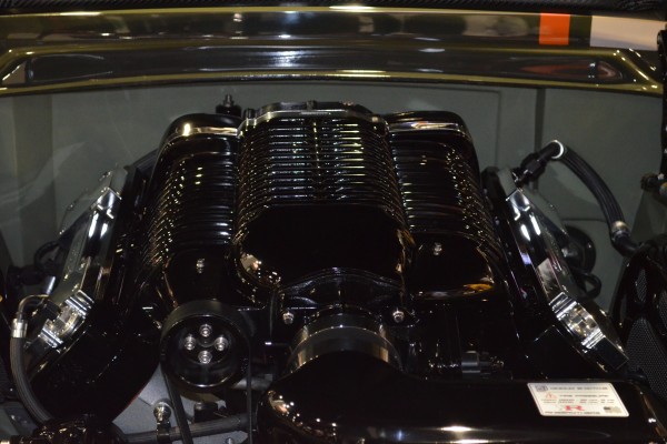 engine bay of a custom ford mustang 2015 SEMA show car