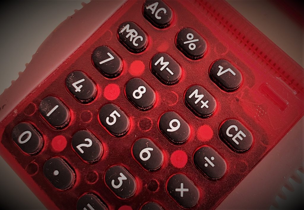 stylized photo close up of a calculator keypad