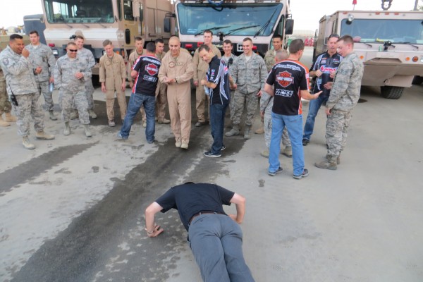 NHRA drivers greet troops at remote military base