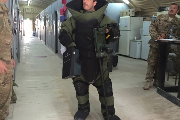 greg anderson in bomb disposal suit