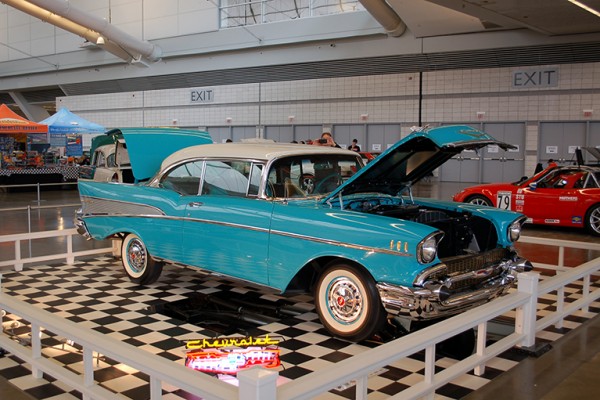 blue 1957 chevy bel air hardtop coupe