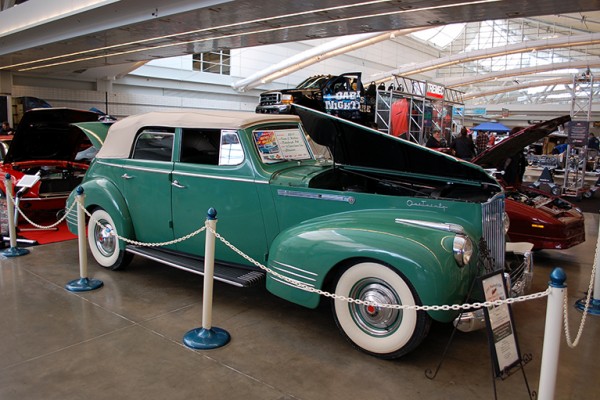custom prewar luxury coupe on display