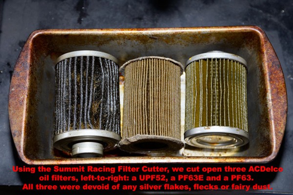 the internals of cut open engine oil filer canisters