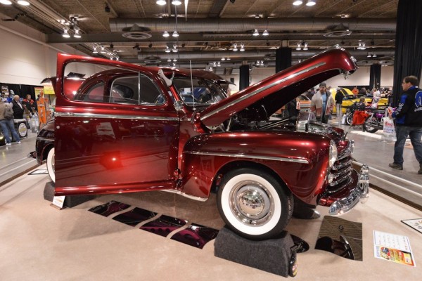 vintage hot rod show car at indoor car show