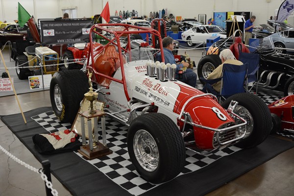 vintage midget racer at indoor car show