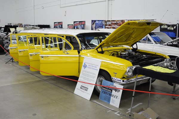 custom yellow chevy impala wagon eight door limousine