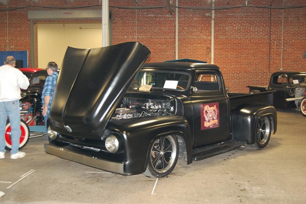 old ford hot rod muscle truck at indoor car show