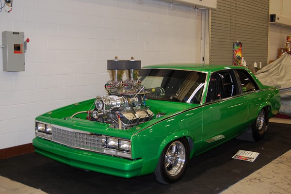 chevy malibu 1970s coupe with blown supercharged engine
