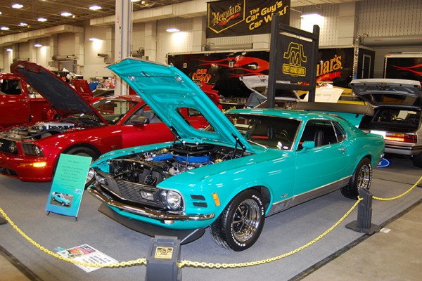 1968 ford mustang with blue paint