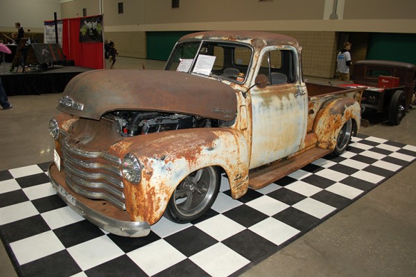 old patina'd chevy 3100 vintage pickup truck
