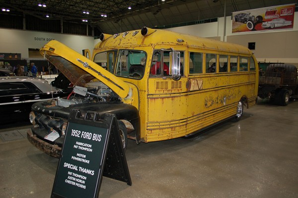 1953 ford school bus at indoor car show