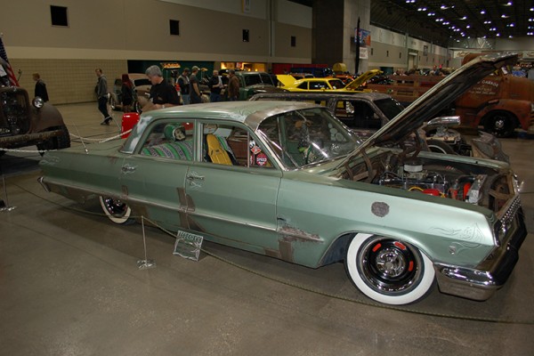 patina'd four door chevy biscayne impala sedan