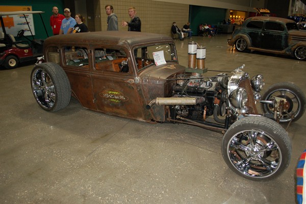 lowered rat rod at car show