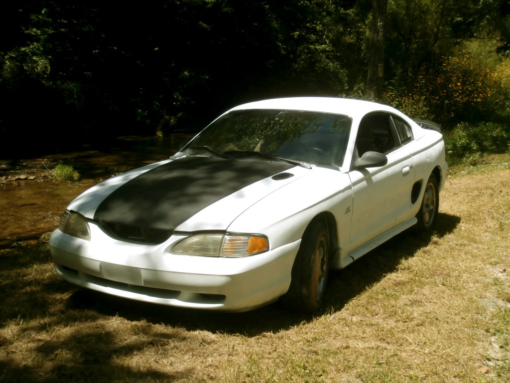ford sn95 mustang on grass yard