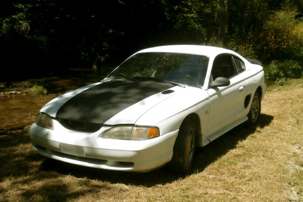 ford sn95 mustang on grass yard