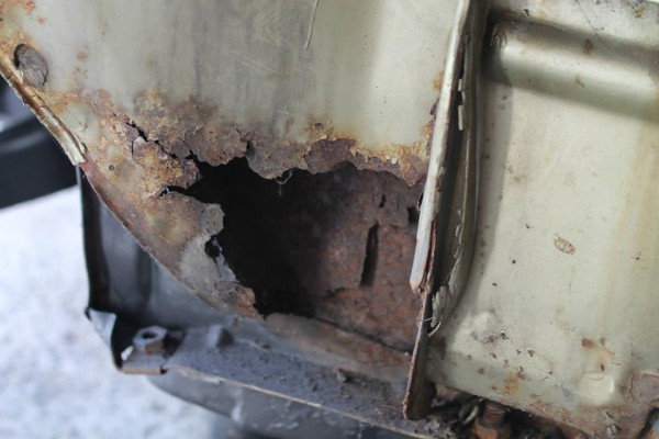rust hole in a 1968 chevelle