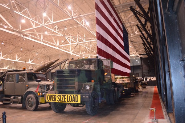 military display at indoor car show