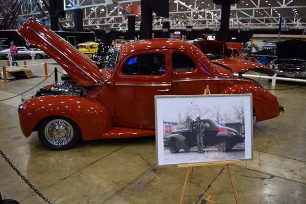 vintage ford hotrod at indoor car show