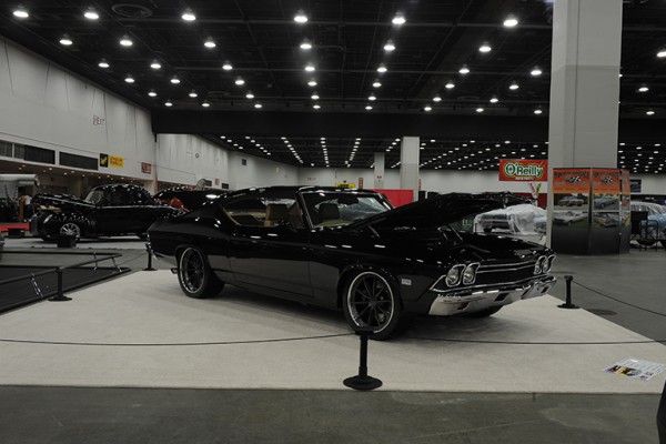 custom chevy chevelle at indoor car show