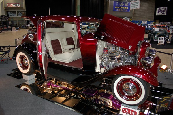 Custom ford 3 window coupe at indoor car show