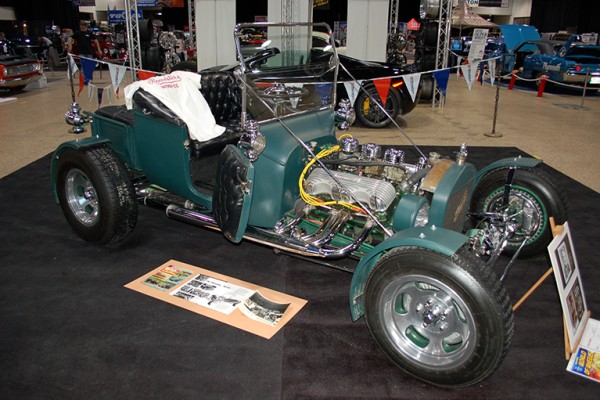 Ford t bucket roadster at indoor car show