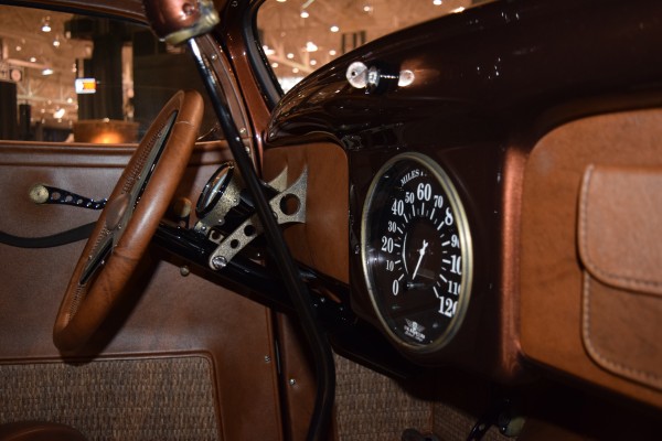 dashboard speedometer of a customized vintage hot rod