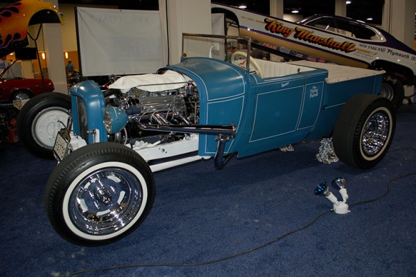 blue modified ford model t truck hot rod