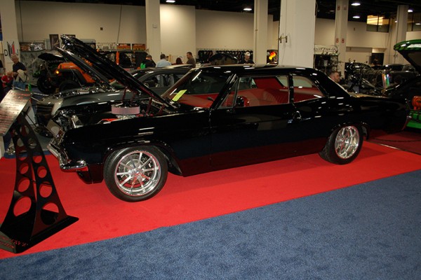black chevy Biscayne at car show
