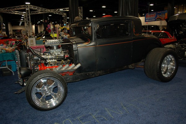 ford hot rod with supercharged chevy v8