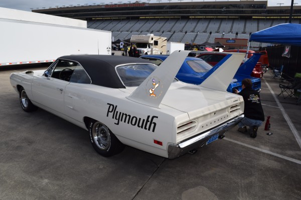 rear view of a 1970 plymouth superbird wing, white