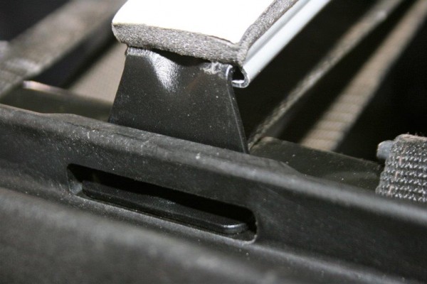 close up of a jeep wrangler soft top frame mount
