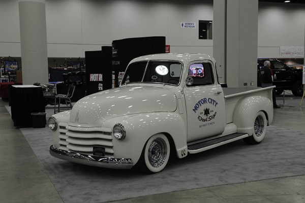 vintage chevy white hot rod speed shop truck
