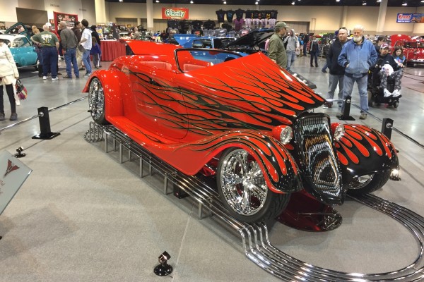 wild flamed custom hot rod roadster
