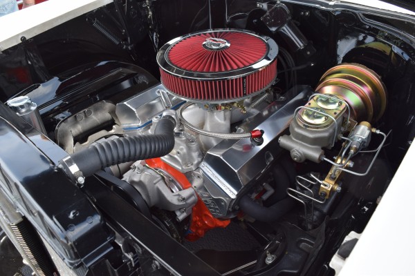 small block v8 engine in a muscle car